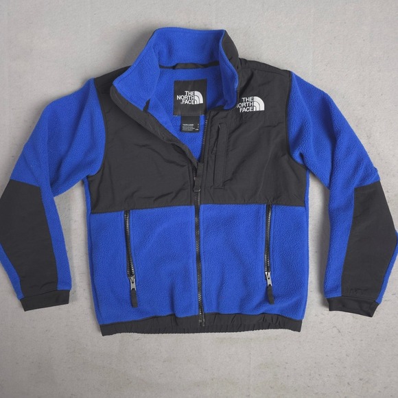 The North Face Youth Denali Fleece Jacket Blue Black Full Zip Size S(7/8) - Picture 1 of 10